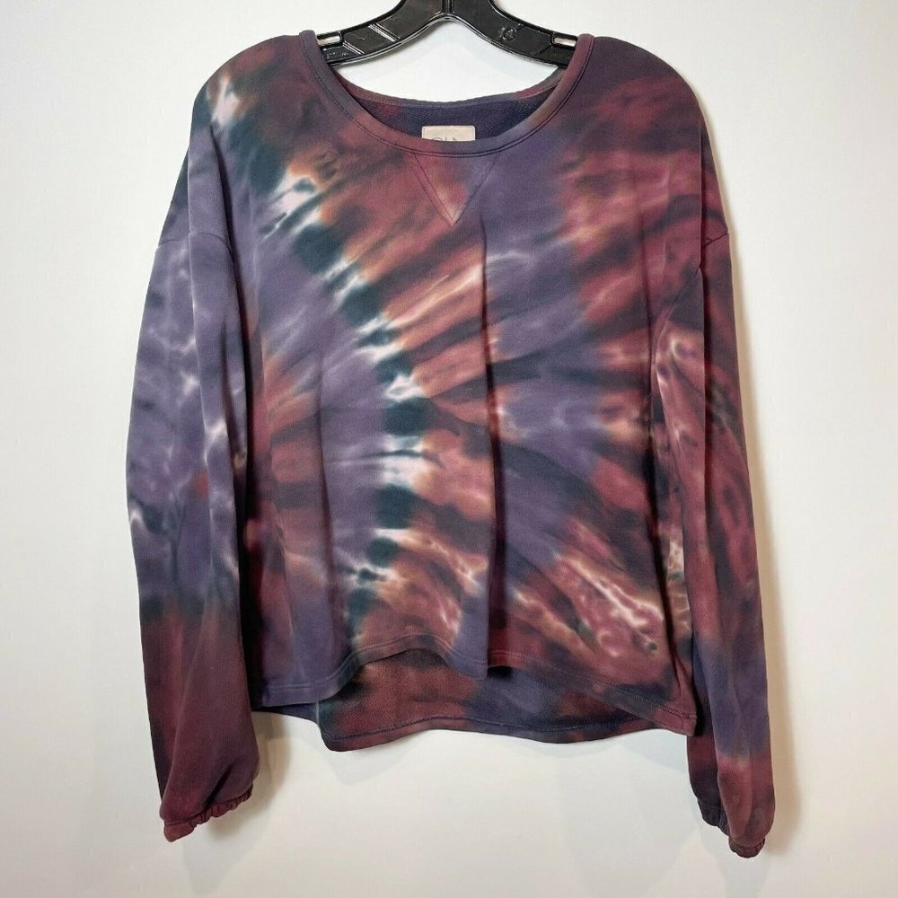 Chaser Womens‎ Mika Tie Dye Pullover Sweatshirt Purple Berry M Long Sleeve